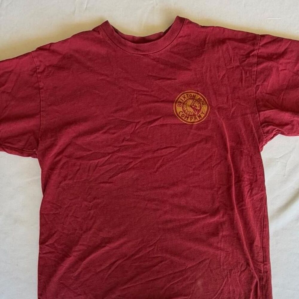 Brixton Men's Red and Burgundy T-shirt